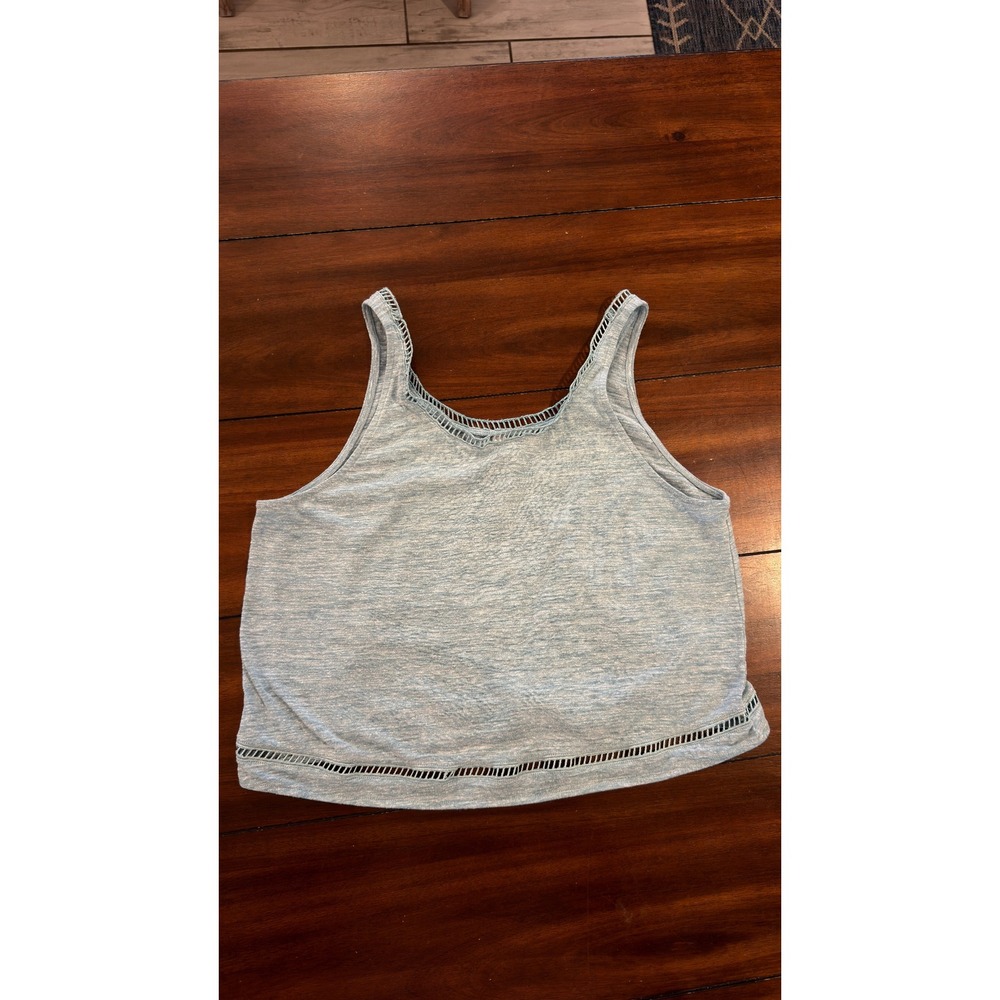 Alo Yoga Light Blue Heathered Ladder Stitch Crop Tank Top Small - Picture 2 of 16